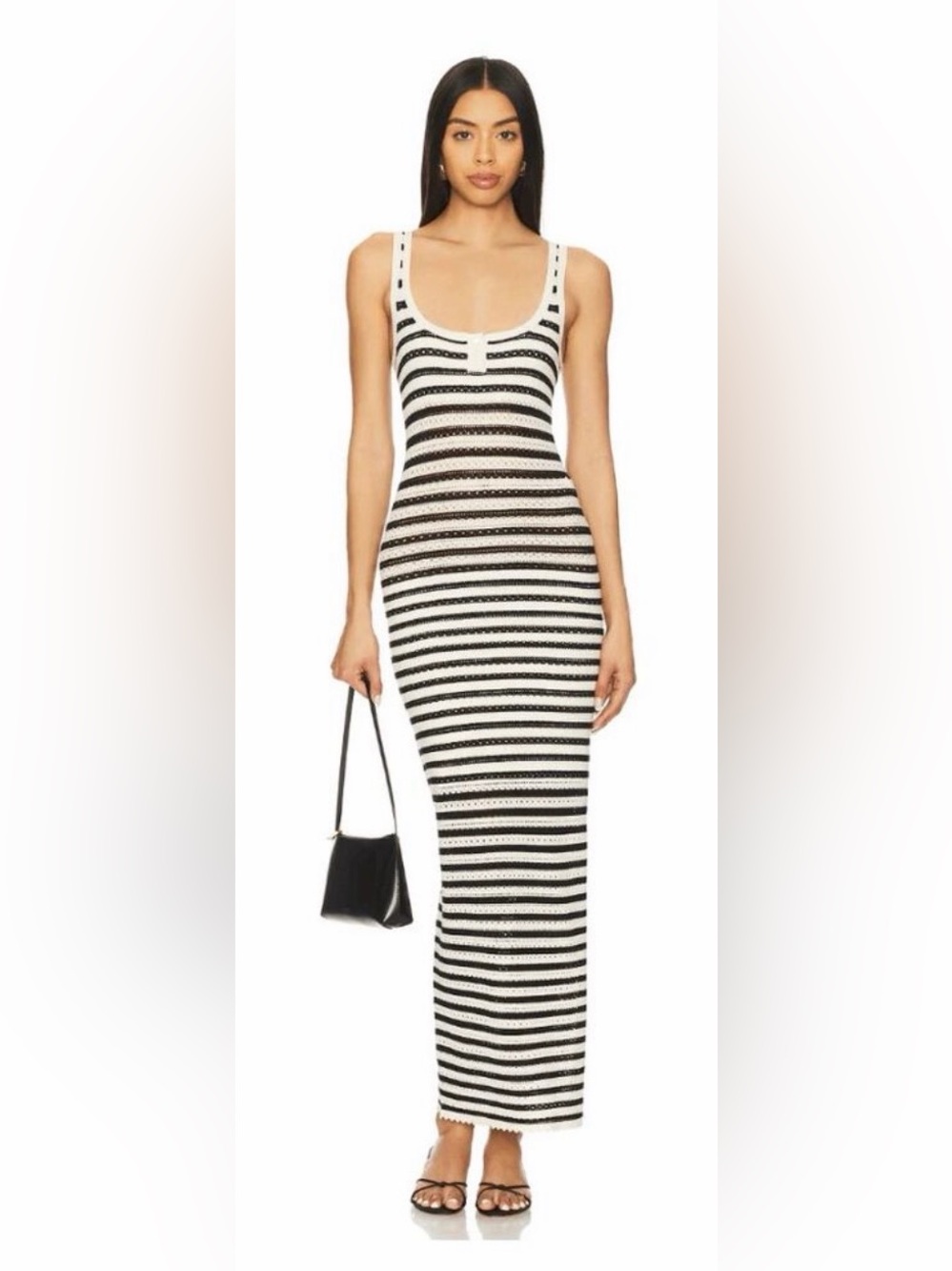 Amanda Uprichard Black & White Striped Tank Maxi Dress